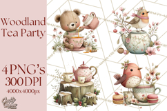 Woodland Animals Tea Party Clipart PNG Product Image 1