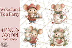 Woodland Animals Tea Party Clipart PNG Product Image 1