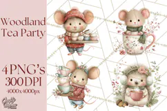 Woodland Animals Tea Party Clipart PNG Product Image 1