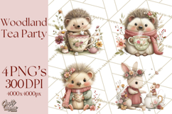 Woodland Animals Tea Party Clipart PNG Product Image 1
