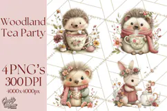 Woodland Animals Tea Party Clipart PNG Product Image 1