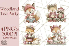 Woodland Animals Tea Party Clipart PNG Product Image 1
