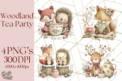 Woodland Animals Tea Party Clipart PNG Product Image 1