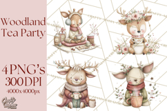 Woodland Animals Tea Party Clipart PNG Product Image 1