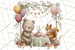 Woodland Animals Tea Party Clipart PNG Product Image 3