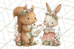 Woodland Animals Tea Party Clipart PNG Product Image 4