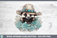 GorgeousWoodland Teal Cowboy Wind Spinner design.