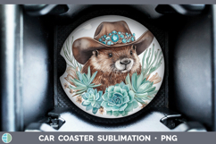 GorgeousWoodland Teal Cowboy Car Coaster design.