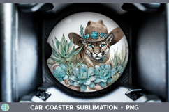 GorgeousWoodland Teal Cowboy Car Coaster design.