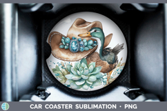 GorgeousWoodland Teal Cowboy Car Coaster design.