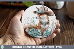 GorgeousWoodland Teal Cowboy Round Coaster design.