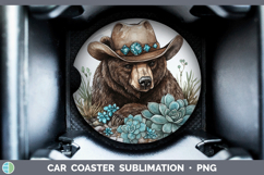 GorgeousWoodland Teal Cowboy Car Coaster design.