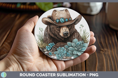 GorgeousWoodland Teal Cowboy Round Coaster design.