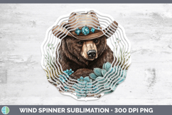 GorgeousWoodland Teal Cowboy Wind Spinner design.
