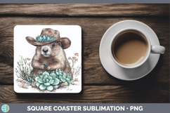 GorgeousWoodland Teal Cowboy Square Coaster design.