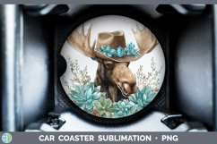 GorgeousWoodland Teal Cowboy Car Coaster design.