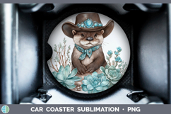GorgeousWoodland Teal Cowboy Car Coaster design.