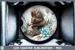 GorgeousWoodland Teal Cowboy Car Coaster design.