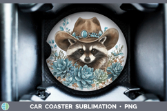 GorgeousWoodland Teal Cowboy Car Coaster design.