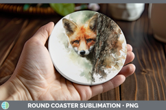 GorgeousWoodland Tree Peek Round Coaster design.