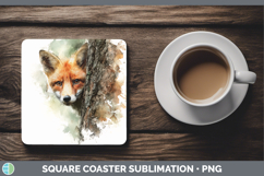 GorgeousWoodland Tree Peek Square Coaster design.
