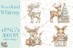 Pastel Woodland Christmas Animal Clipart PNG Product Image 1