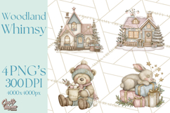Pastel Woodland Christmas Animal Clipart PNG Product Image 1