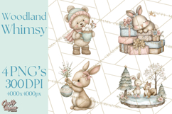 Pastel Woodland Christmas Animal Clipart PNG Product Image 1