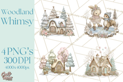 Pastel Woodland Christmas Animal Clipart PNG Product Image 1