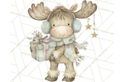 Pastel Woodland Christmas Animal Clipart PNG Product Image 4