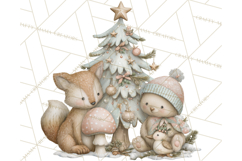 Pastel Woodland Christmas Animal Clipart PNG Product Image 3
