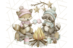 Pastel Woodland Christmas Animal Clipart PNG Product Image 2
