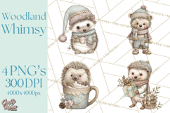 Pastel Woodland Christmas Animal Clipart PNG Product Image 1