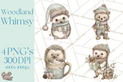 Pastel Woodland Christmas Animal Clipart PNG Product Image 1