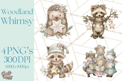 Pastel Woodland Christmas Animal Clipart PNG Product Image 1