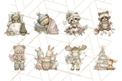 Pastel Woodland Christmas Animal Clipart PNG Product Image 6