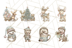 Pastel Woodland Christmas Animal Clipart PNG Product Image 9