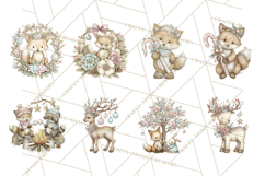 Pastel Woodland Christmas Animal Clipart PNG Product Image 5