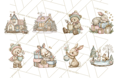 Pastel Woodland Christmas Animal Clipart PNG Product Image 2