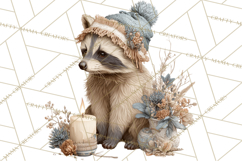 Muted Woodland Winter Animals PNG, Watercolor Forest Clipart Product Image 4
