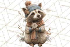 Muted Woodland Winter Animals PNG, Watercolor Forest Clipart Product Image 5