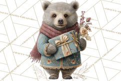 Muted Woodland Winter Animals PNG, Watercolor Forest Clipart Product Image 2