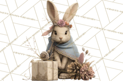 Muted Woodland Winter Animals PNG, Watercolor Forest Clipart Product Image 3