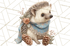 Muted Woodland Winter Animals PNG, Watercolor Forest Clipart Product Image 2