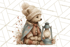 Muted Woodland Winter Animals PNG, Watercolor Forest Clipart Product Image 3