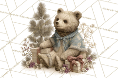 Muted Woodland Winter Animals PNG, Watercolor Forest Clipart Product Image 4