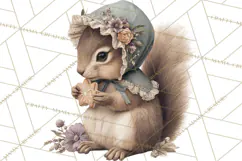 Muted Woodland Winter Animals PNG, Watercolor Forest Clipart Product Image 3