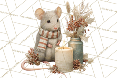 Muted Woodland Winter Animals PNG, Watercolor Forest Clipart Product Image 5