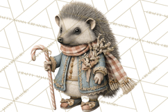 Muted Woodland Winter Animals PNG, Watercolor Forest Clipart Product Image 5