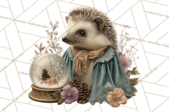 Muted Woodland Winter Animals PNG, Watercolor Forest Clipart Product Image 3